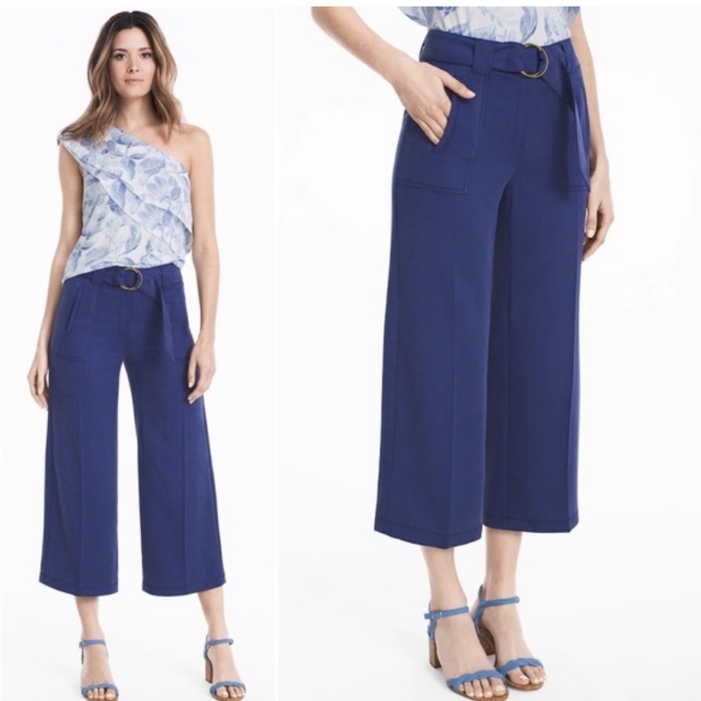New With Tags White House Black Wide Leg Crop Belted Crop Pants. Size 10